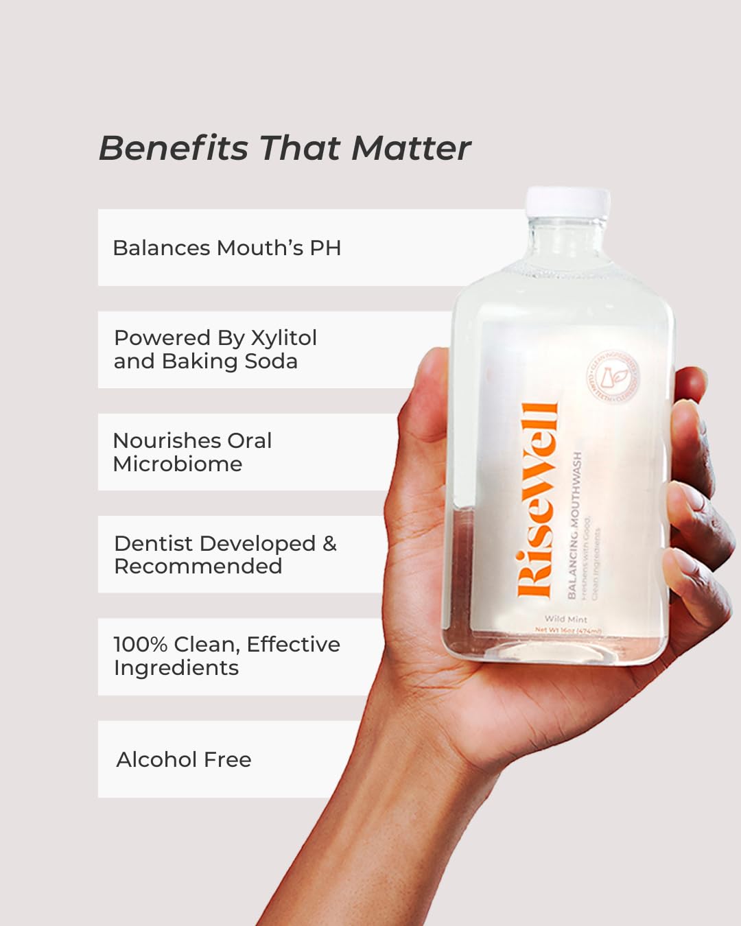 RiseWell Balancing Mouthwash - pH Balanced, Alcohol-Free

