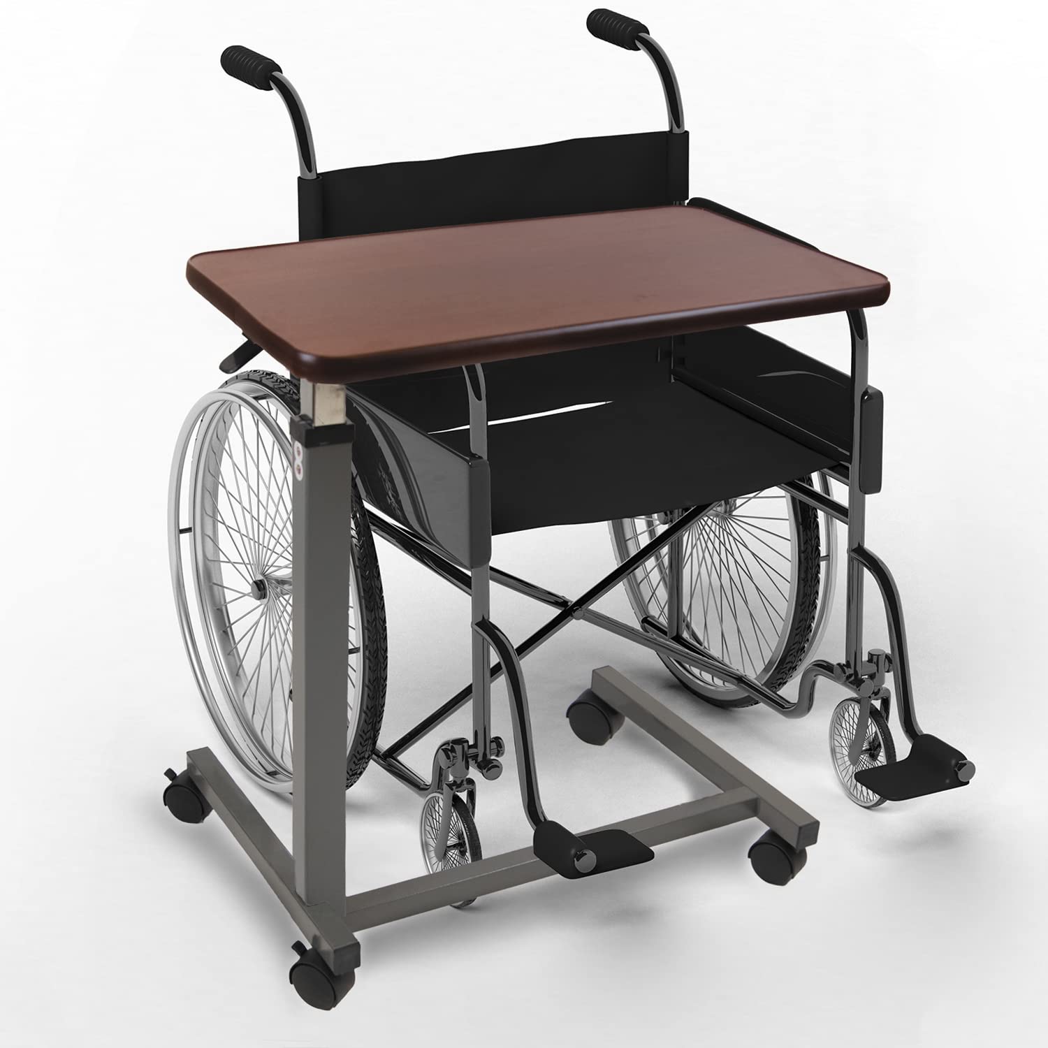 Vaunn Pneumatic Adjustable Overbed Table with Wheels

