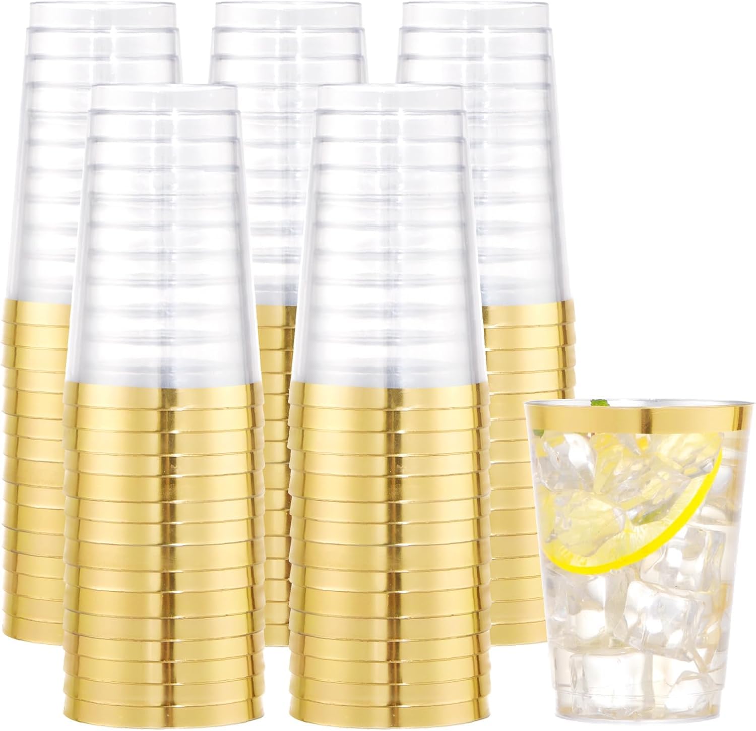 Decorative Rim Disposable Plastic Cups – BPA-Free, Food-Grade