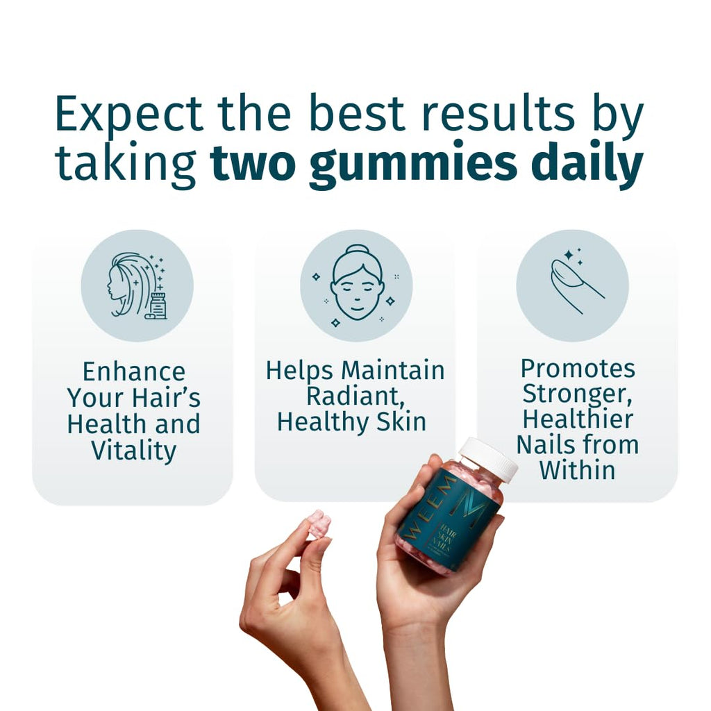 WEEM Hair Skin Nails Gummies – Vegan Biotin Vitamins

