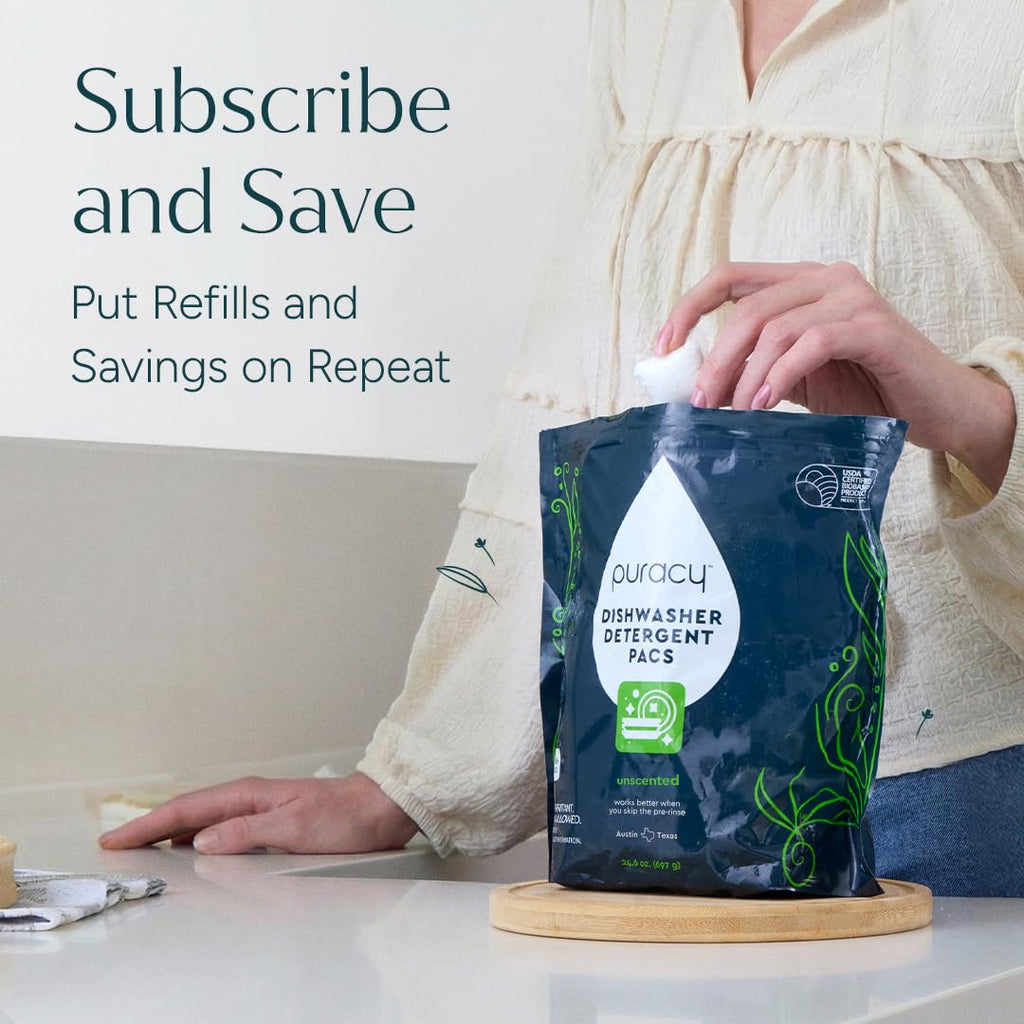 Puracy Dishwasher Pods - Natural Enzyme-Powered Dish Tabs

