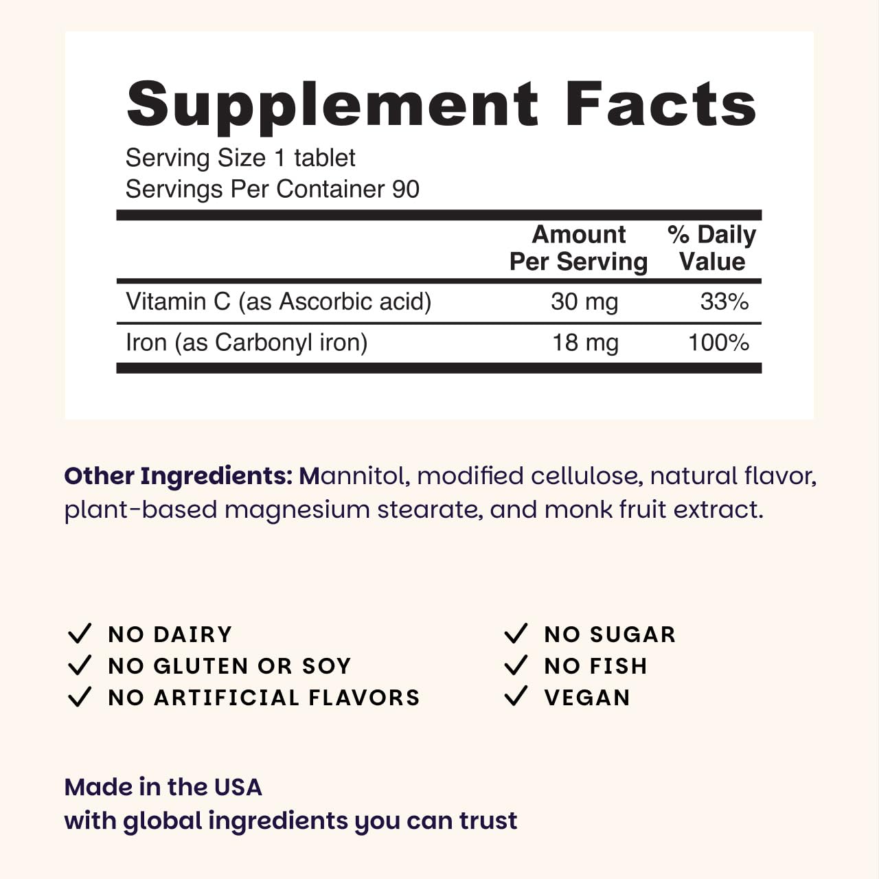 EZ Melts Iron Supplement with Vitamin C | Vegan & Non-GMO

