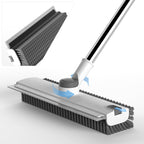 Scrub Brush with Long Handle 3-in-1 Floor Scrubber Squeegee