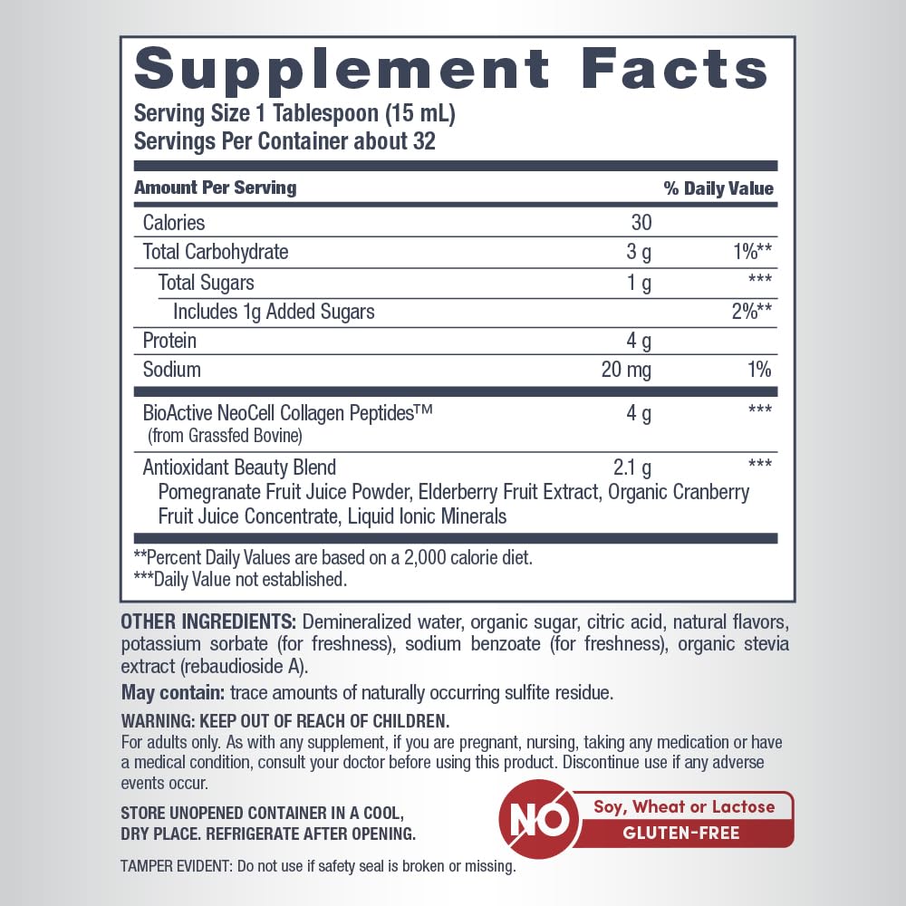 NeoCell Liquid Collagen Peptides | Pomegranate Flavor

