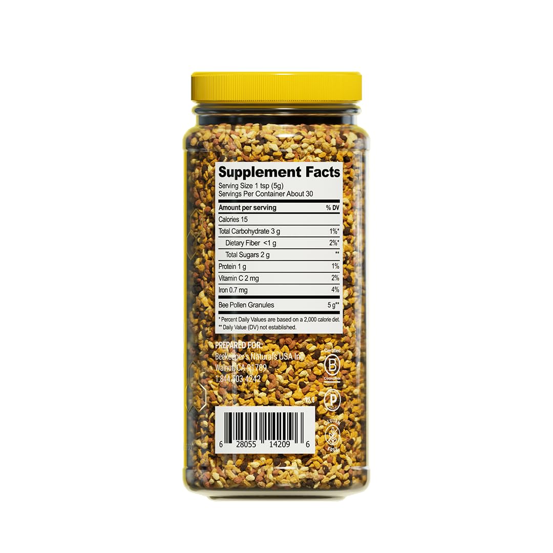 Beekeeper's Naturals Raw Bee Pollen Granules | Gluten Free

