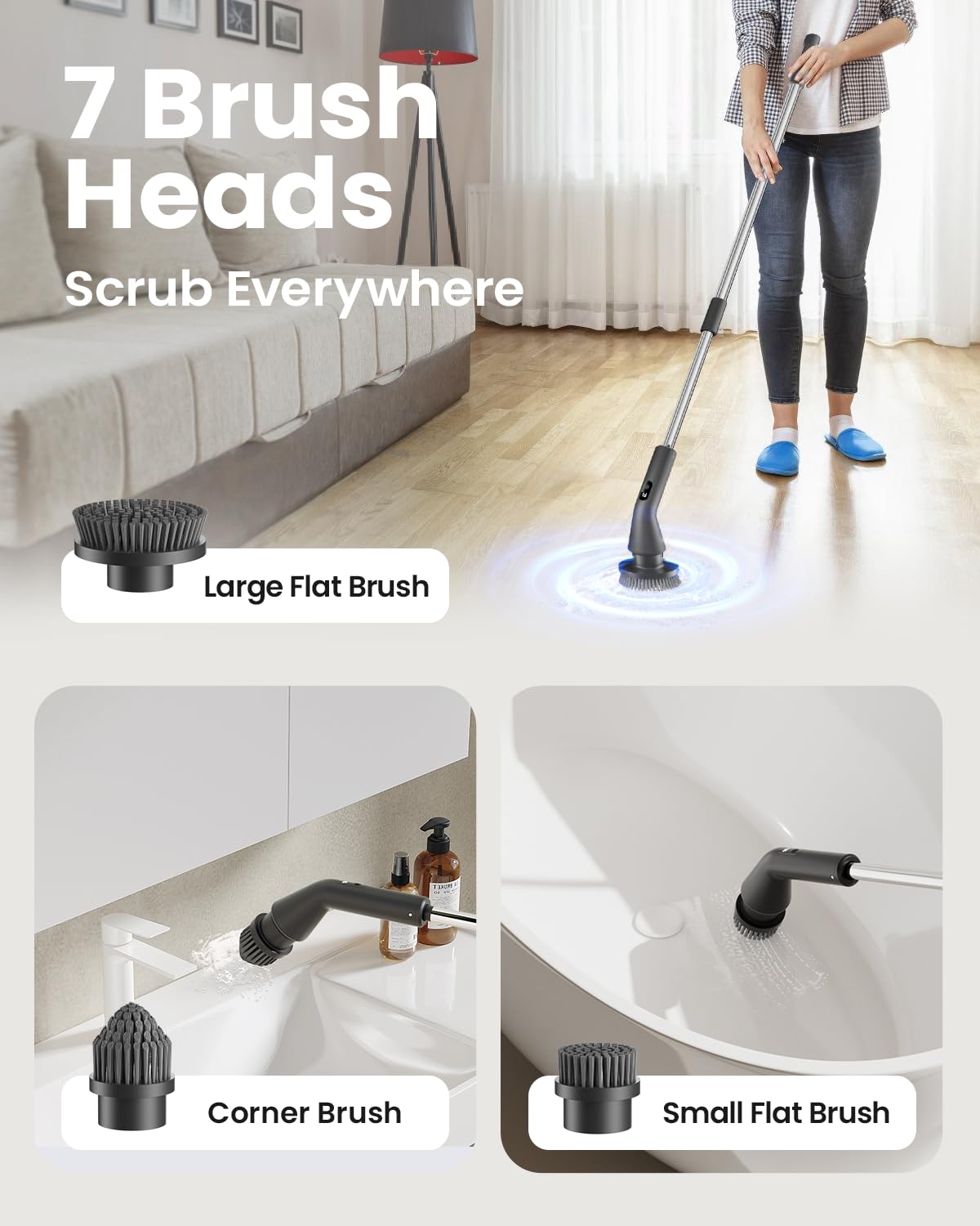 Leebein Electric Spin Scrubber Cordless Cleaning IPX7

