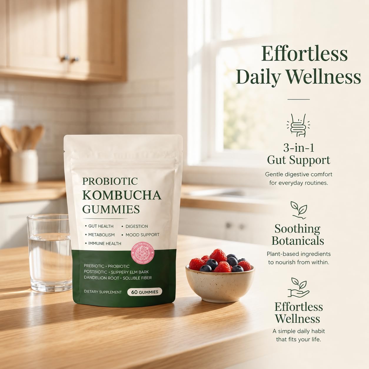 Probiotic Kombucha Gummies for Gut Health

