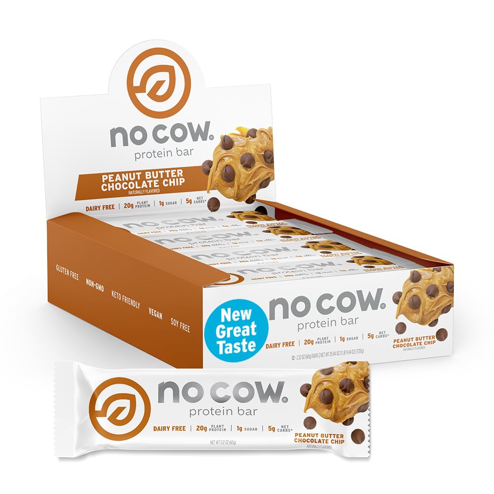 No Cow Vegan Protein Bars, Plant-Based, Gluten Free, Dairy Free, Soy Free