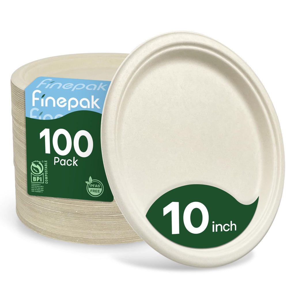 Compostable Sugarcane Paper Plates Heavy-Duty

