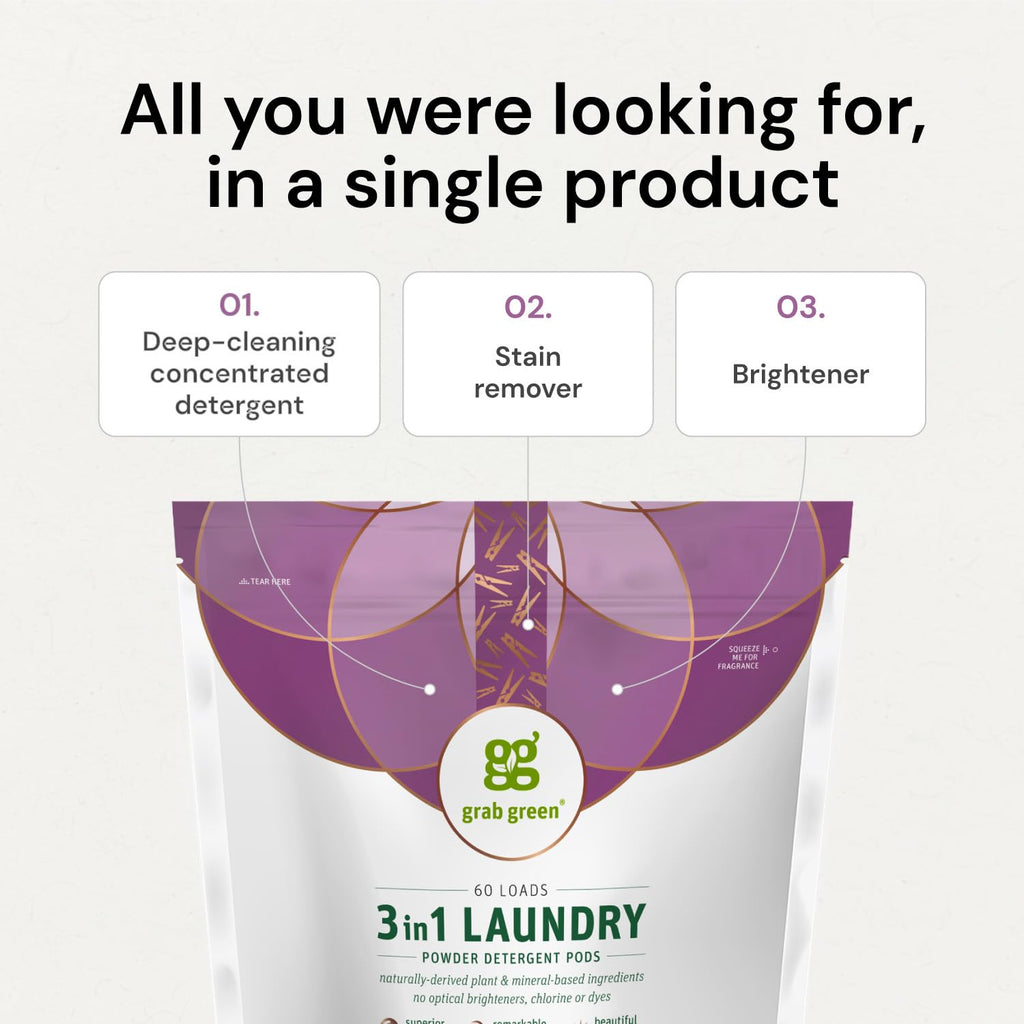 Grab Green 3-in-1 Laundry Detergent Pods | Plant-Based

