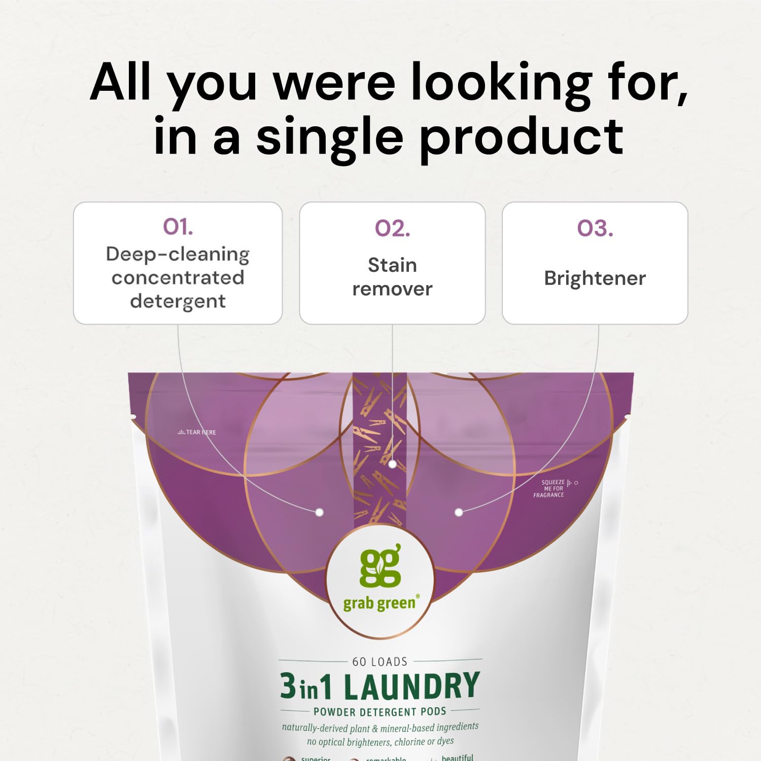 Grab Green 3-in-1 Laundry Detergent Pods | Plant-Based

