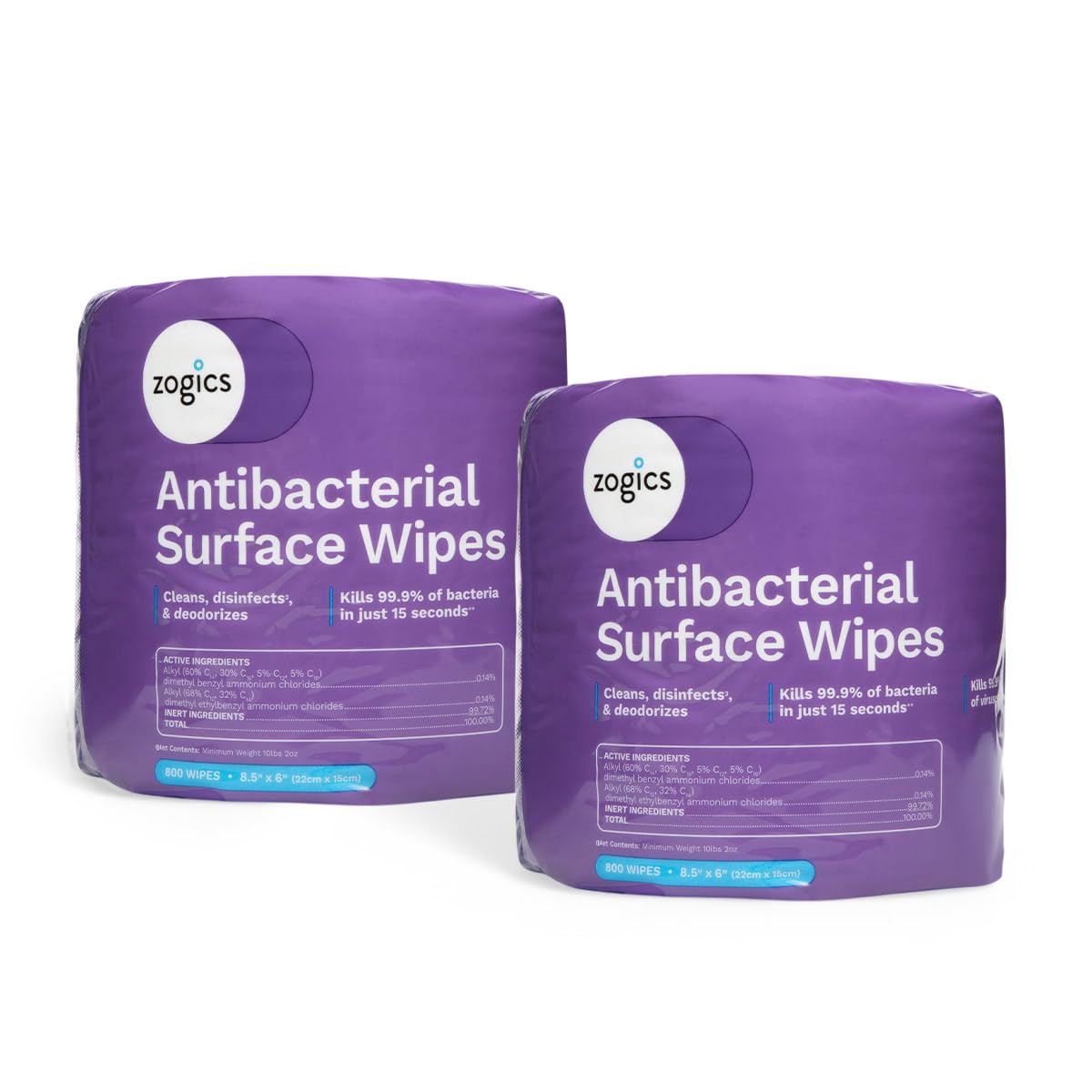 Zogics Antibacterial Disinfecting Wipes EPA-Registered