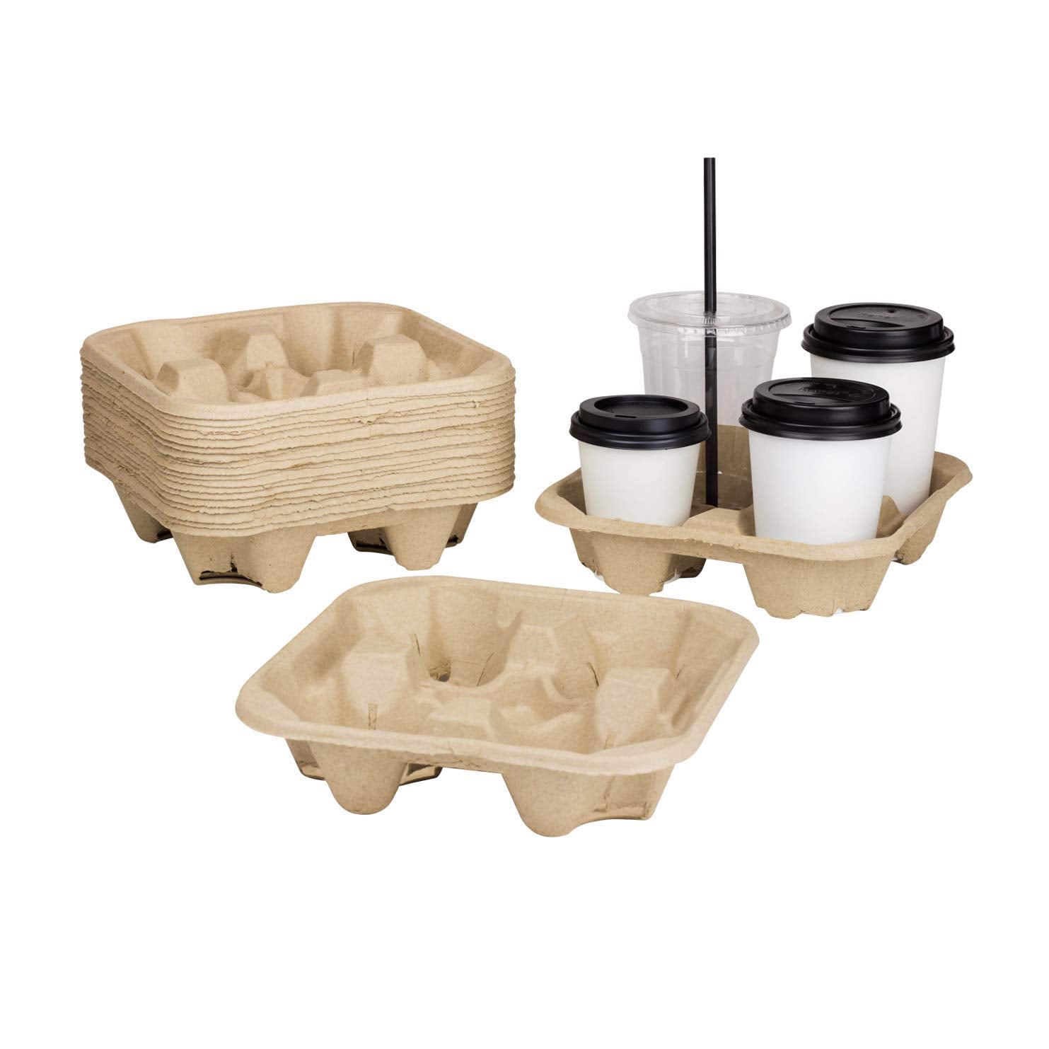 Karat Disposable Drink Carrier Molded Fiber Tray