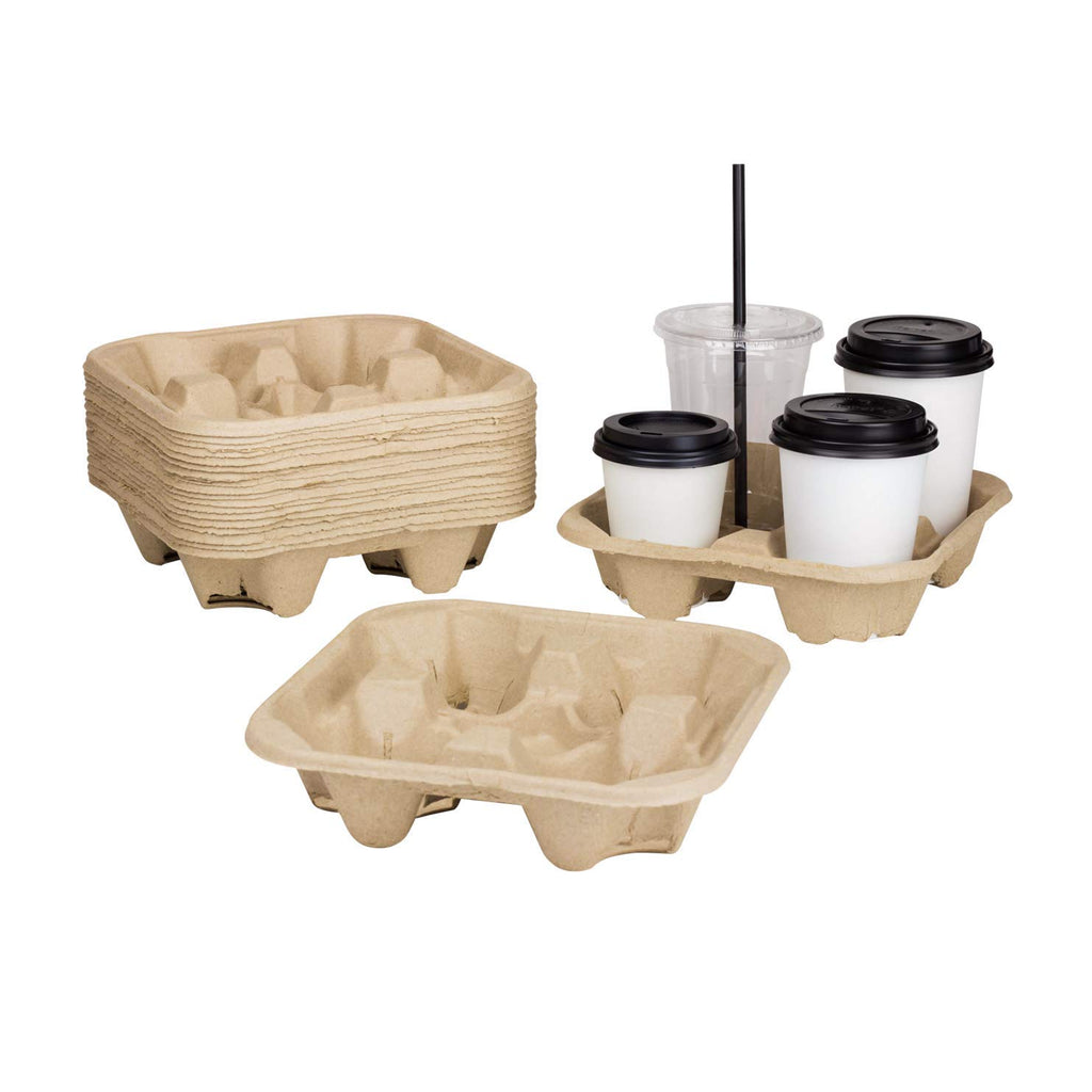 Karat Disposable Drink Carrier Molded Fiber Tray

