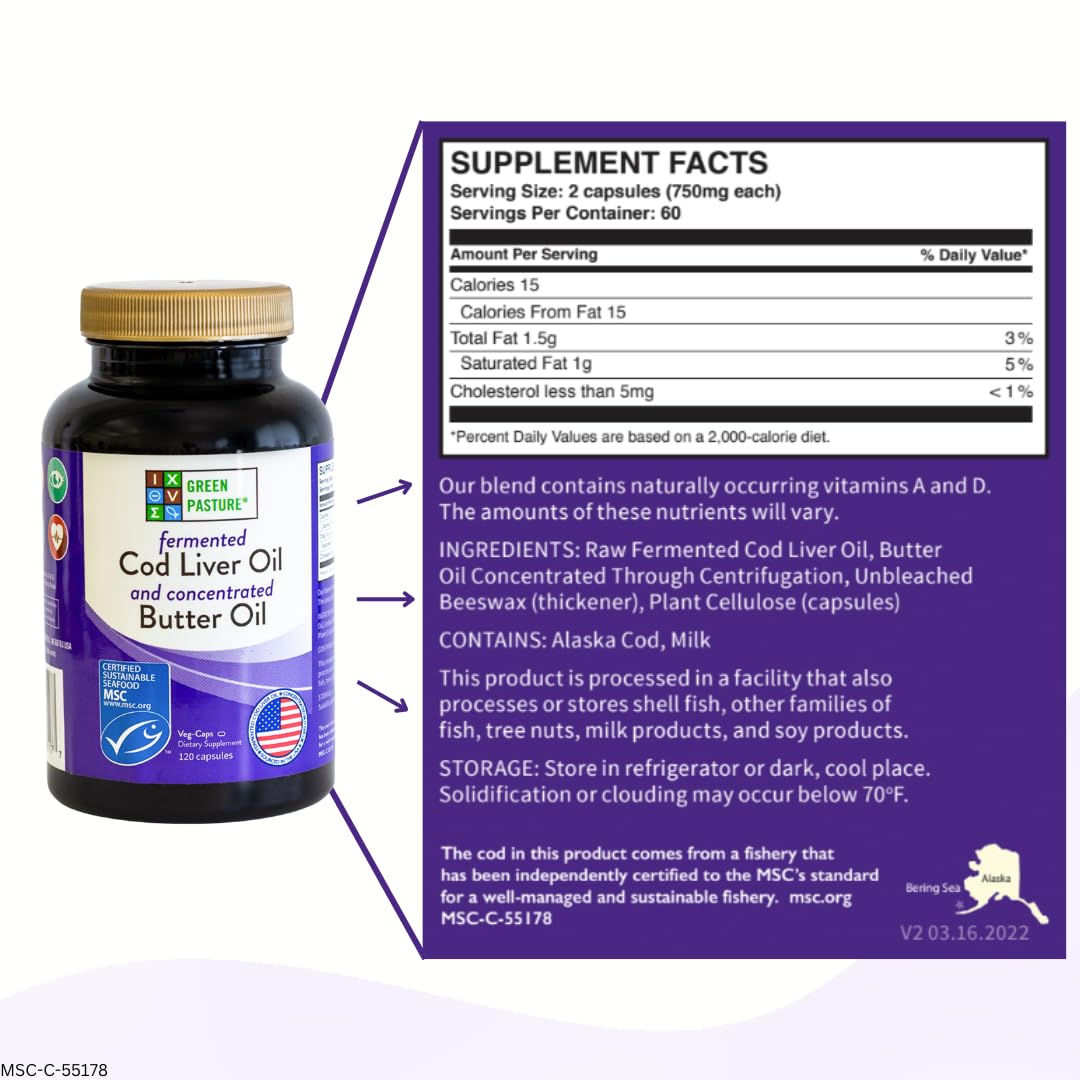 Green Pasture Fermented Cod Liver Oil & Butter Oil Blend

