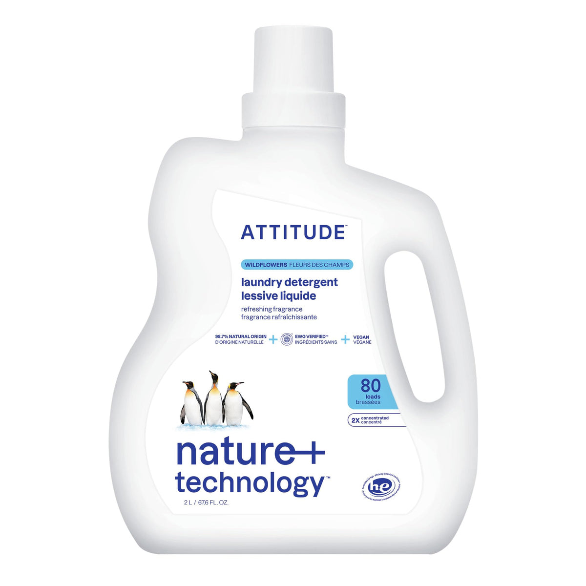 ATTITUDE Liquid Laundry Detergent Refill, EWG Verified, HE Compatible, Plant-Based & Vegan