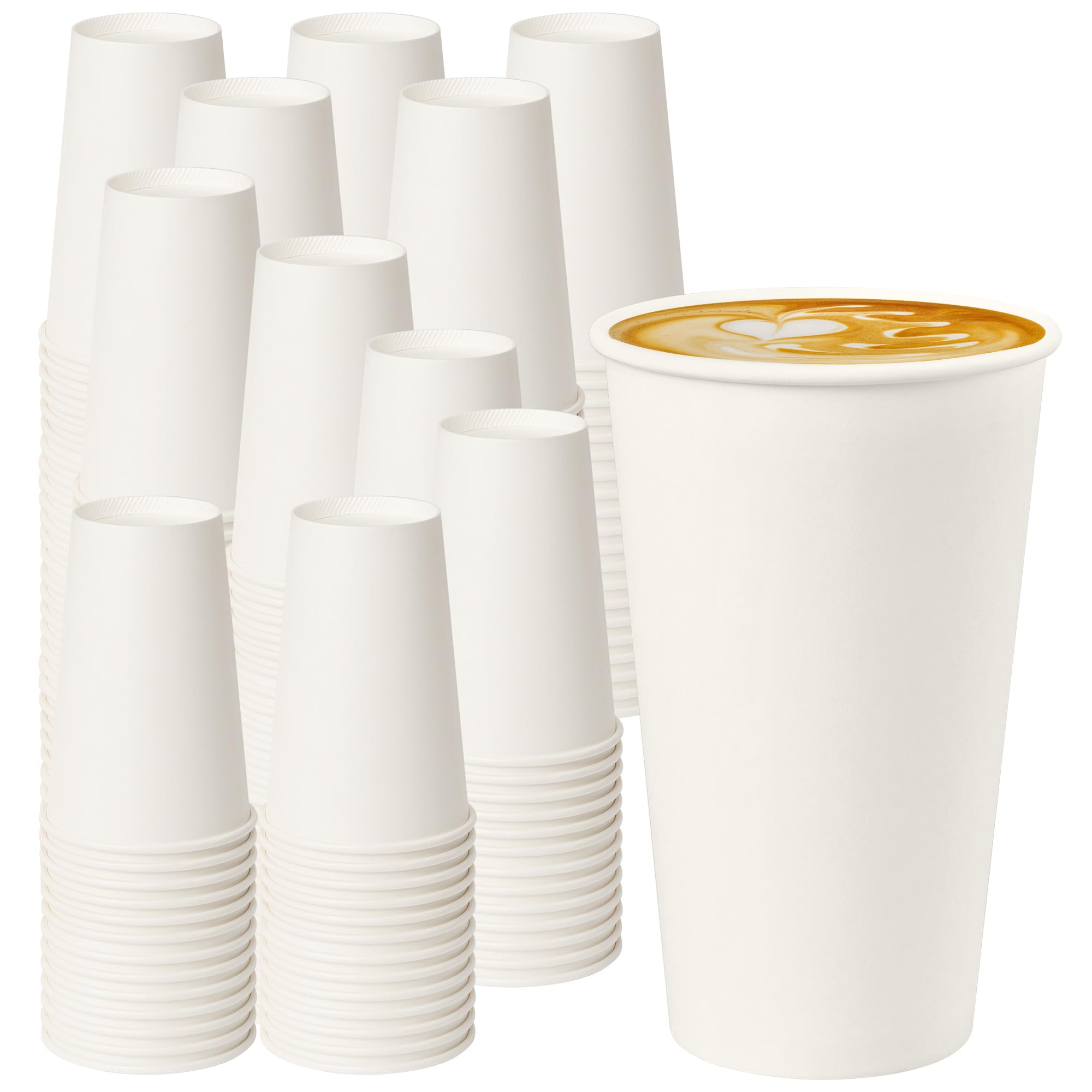 White Disposable Paper Cups for Hot Beverages with Rolled Rim