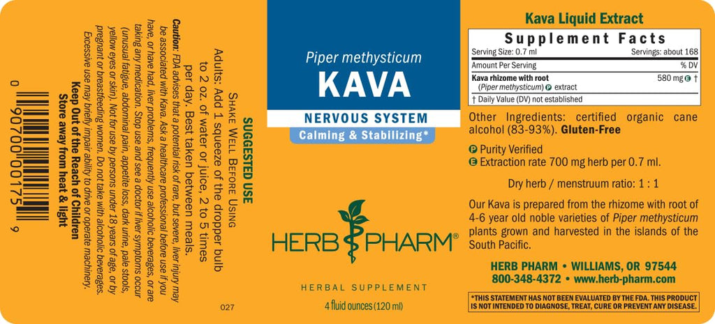 Herb Pharm Kava Root Liquid Extract Calming Support

