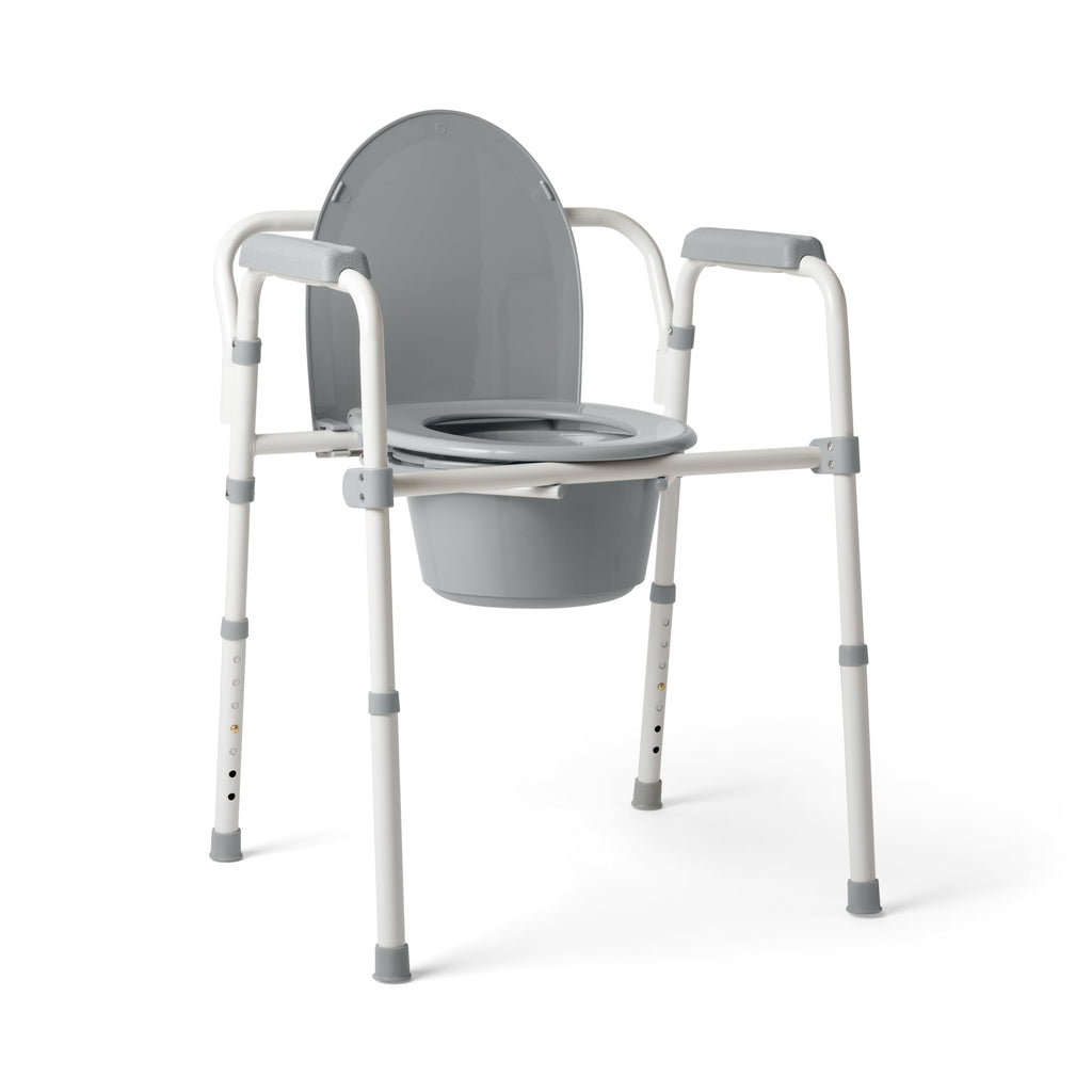 Medline 3-in-1 Steel Bedside Commode - Folding Frame

