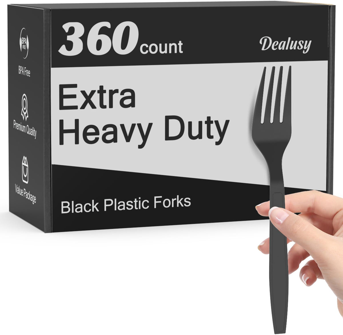 Dealusy Heavy Duty Plastic Forks BPA-Free and Heat Resistant