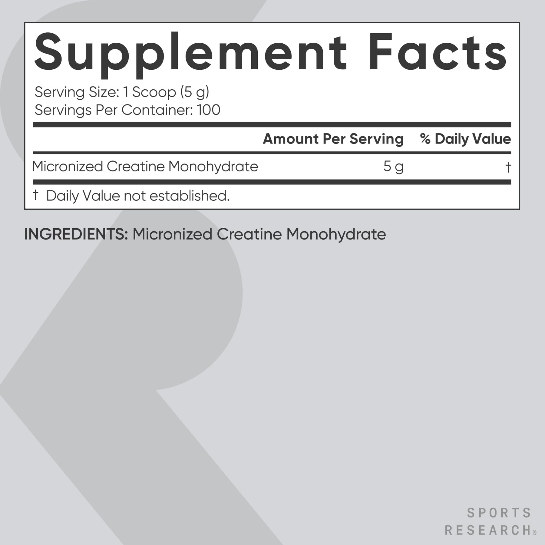 Sports Research Creatine Monohydrate Powder 5 g Micronized

