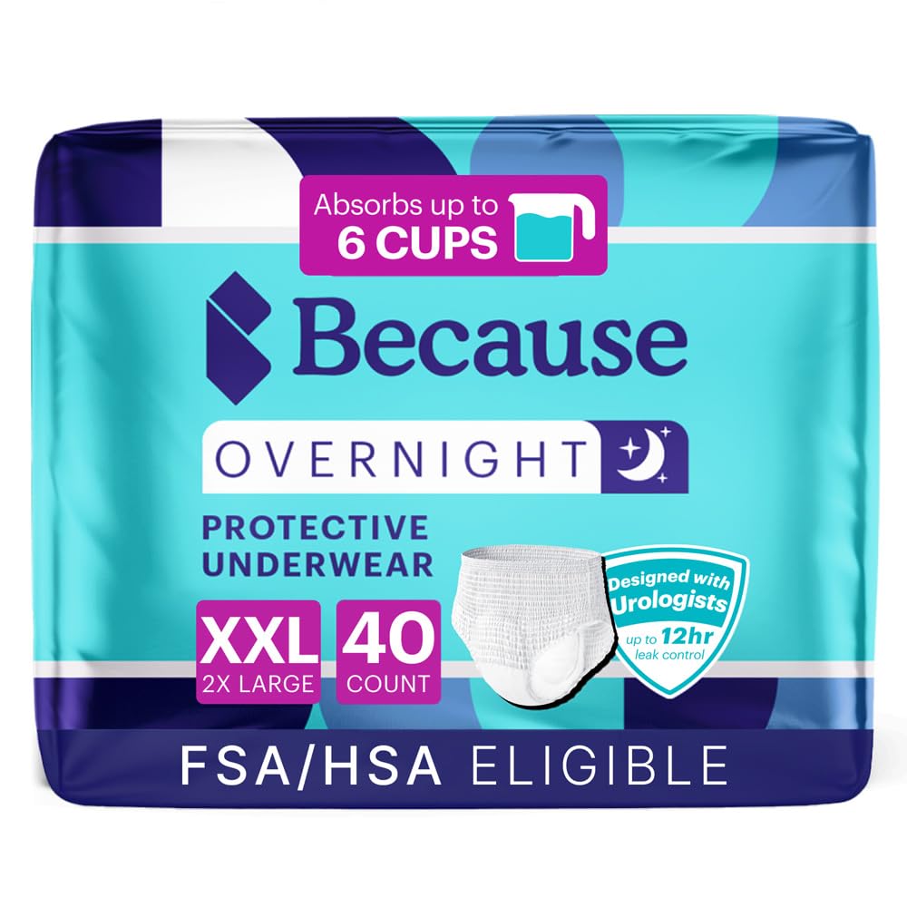 Because Overnight Absorbency Incontinence Underwear for Adults