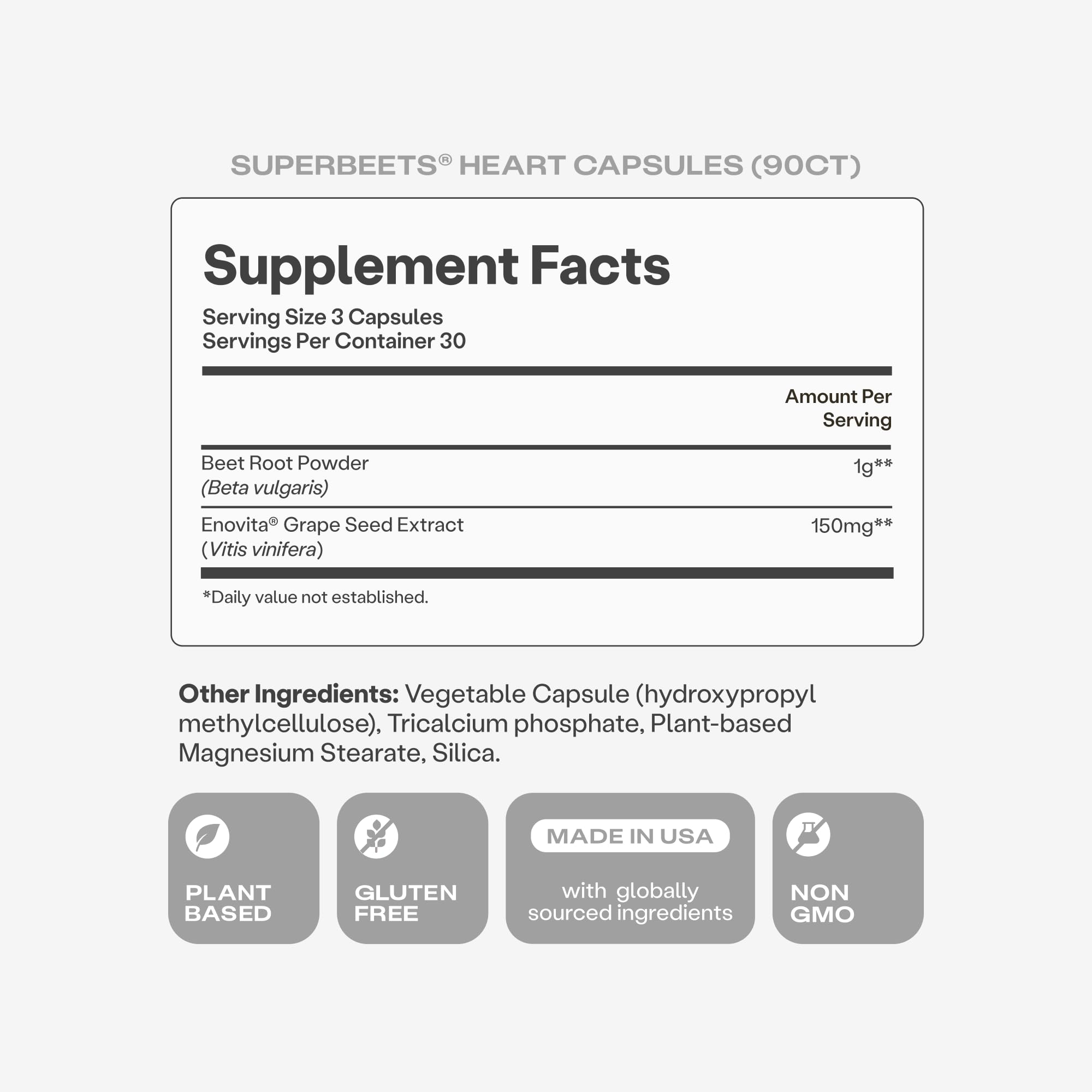 Humann SuperBeets Beet Root Capsules 1000mg

