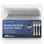 180 Count Heavy-Duty Disposable Plastic Forks – BPA-Free Party Cutlery