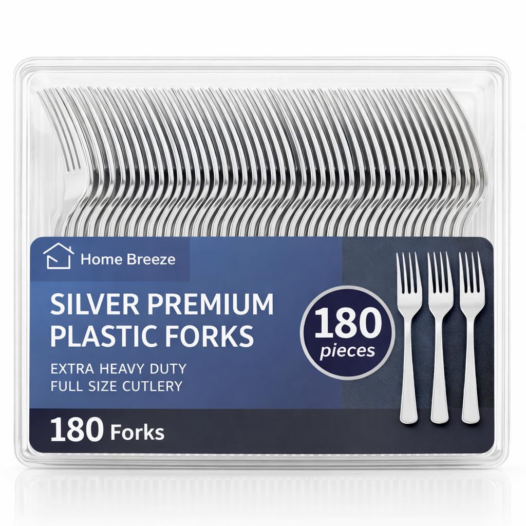 180 Count Heavy-Duty Disposable Plastic Forks – BPA-Free Party Cutlery