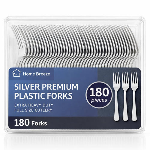 180 Count Heavy-Duty Disposable Plastic Forks – BPA-Free Party Cutlery