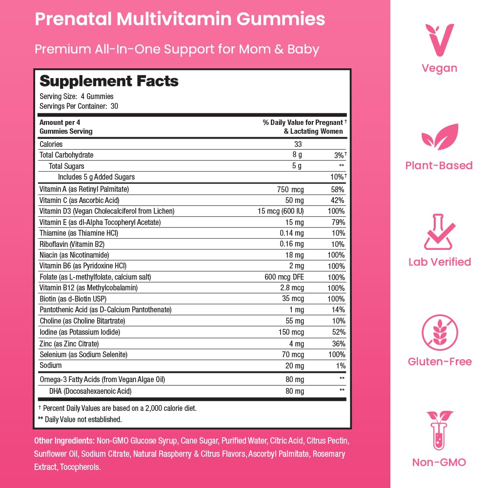 Prenatal Vitamin Gummies with DHA - Vegan Multivitamin

