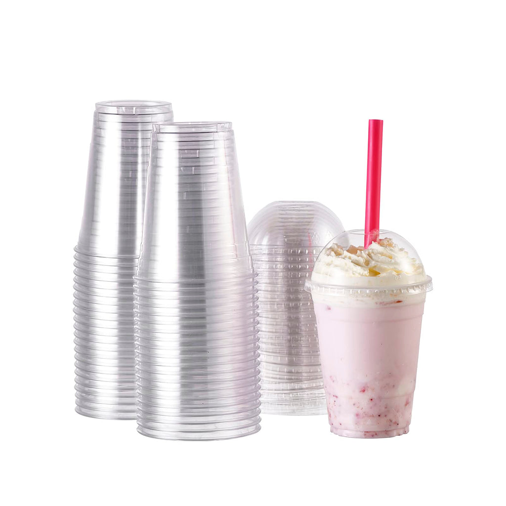 Crystal Clear PET Disposable Cups with Lids for To-Go

