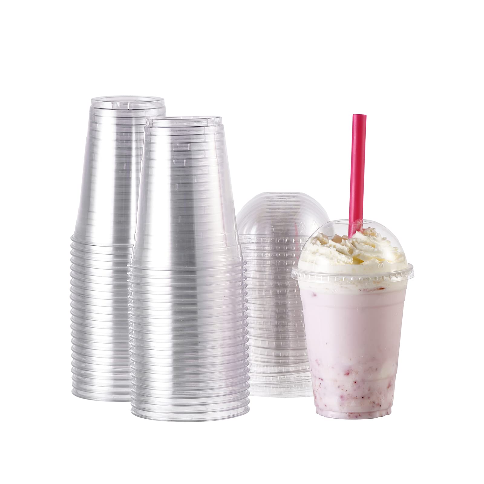Crystal Clear PET Disposable Cups with Lids for To-Go

