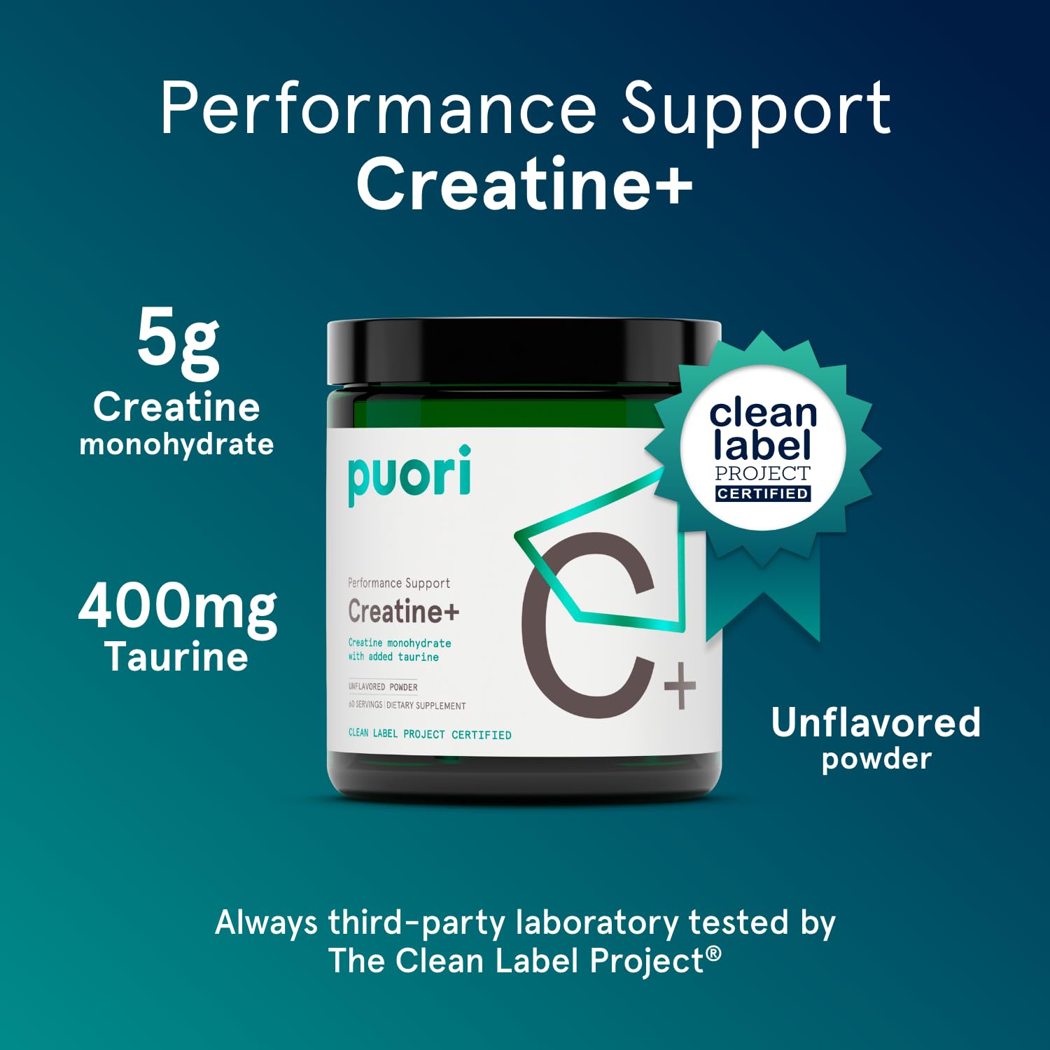 Puori Creatine Monohydrate Powder with Taurine - Unflavored

