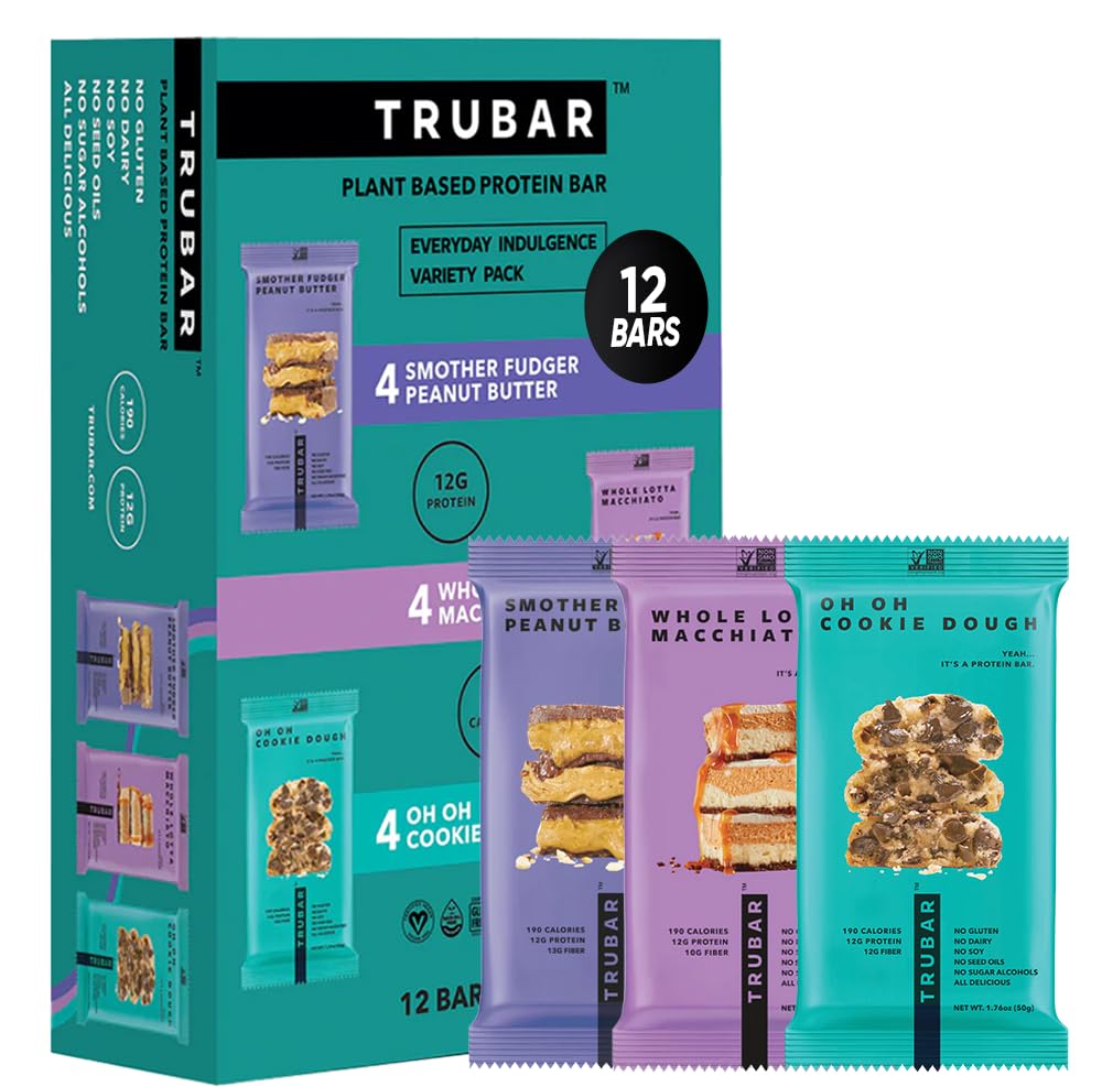 TRUBAR Vegan Protein Bars Plant-Based Gluten Free Dairy Free Snack