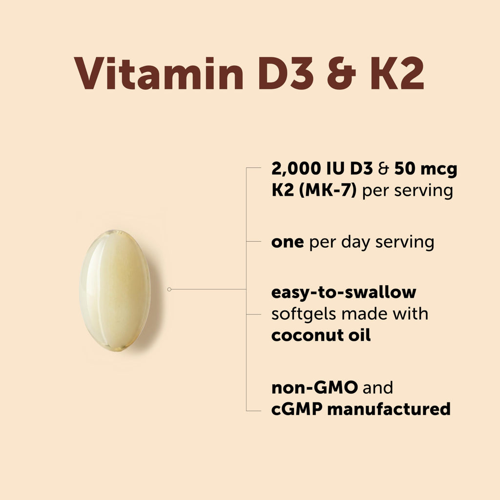 Vitamin D3 + K2 Coconut Oil Softgels by Micro Ingredients

