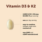 Vitamin D3 + K2 Coconut Oil Softgels by Micro Ingredients

