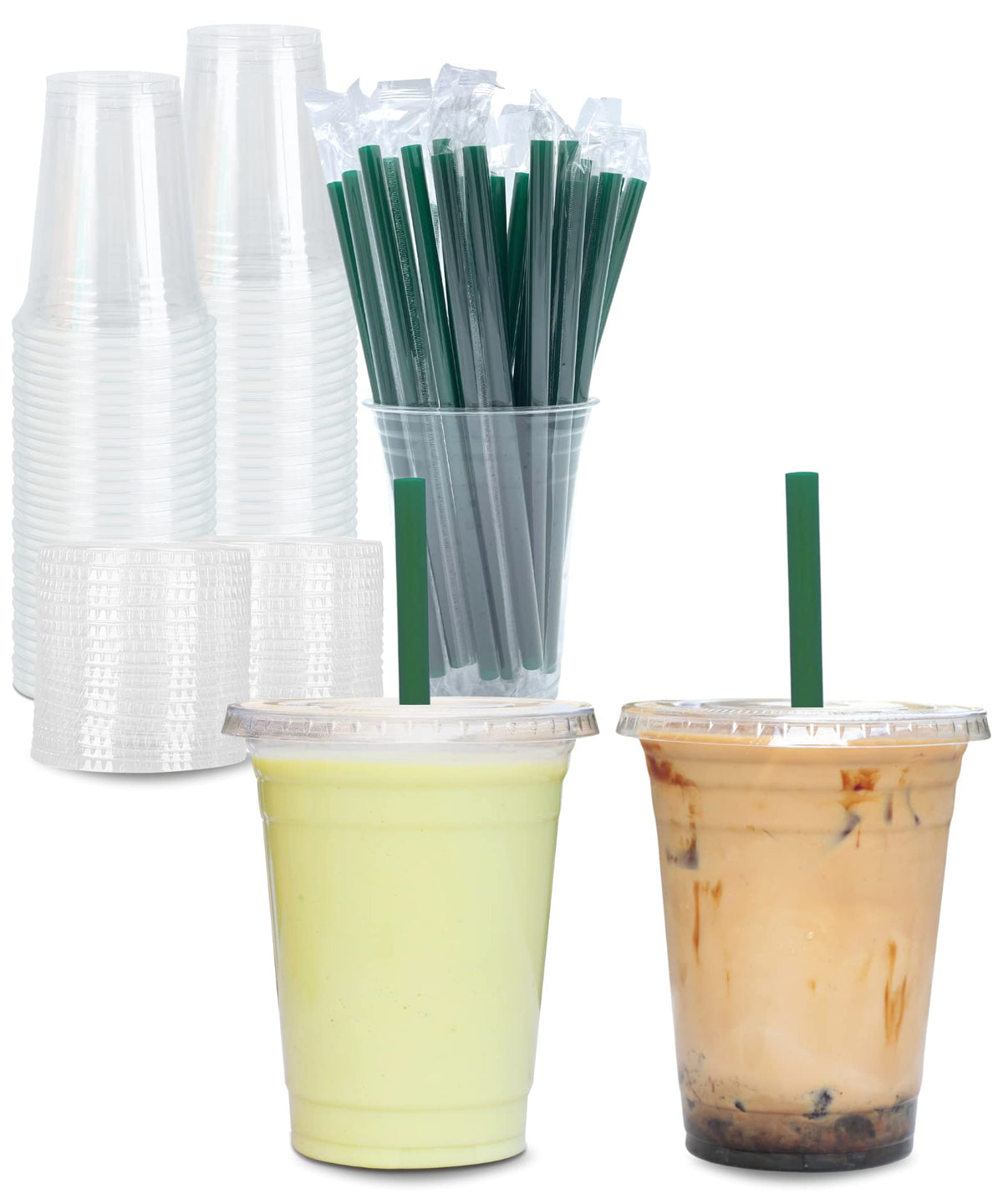 Aatriet Clear Cups with Lids Straws, Disposable Party Cups