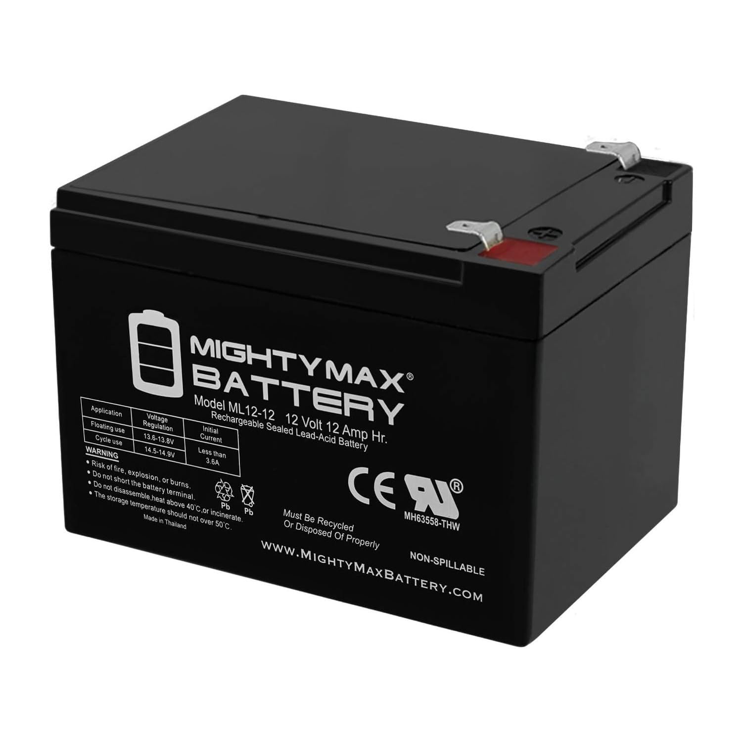 Mighty Max ML12-12 12V 12Ah SLA Battery | UL Certified

