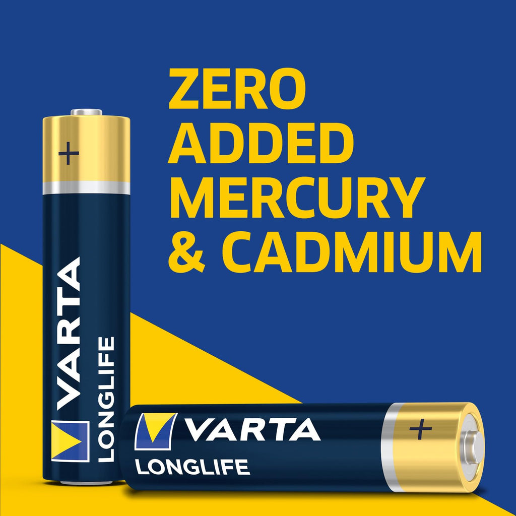 Varta Longlife AA Alkaline Batteries - Mercury Free

