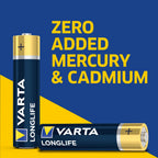 Varta Longlife AA Alkaline Batteries - Mercury Free

