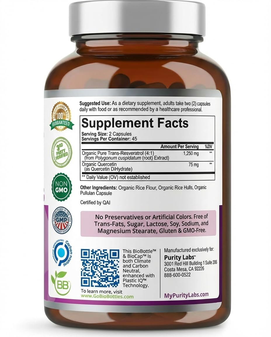 Purity Labs Trans-Resveratrol Supplement - Wellness Support

