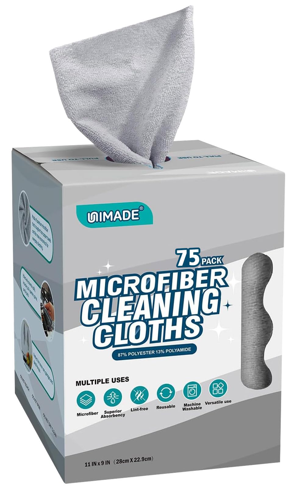 UNIMADE Microfiber Cleaning Cloths - Lint-Free & Reusable Towels