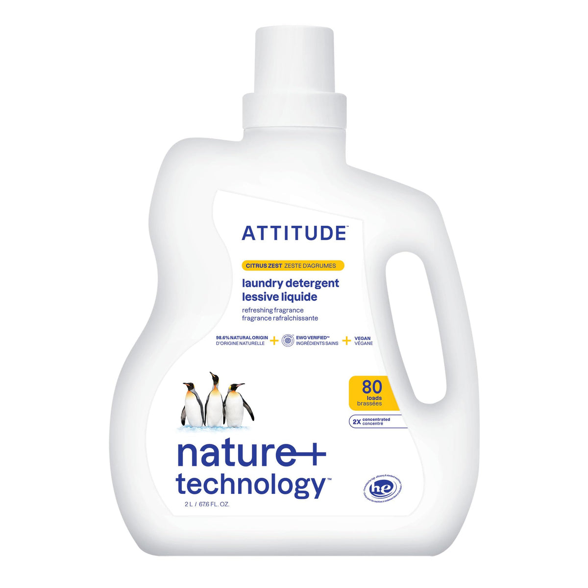 ATTITUDE Liquid Laundry Detergent Refill, EWG Verified, HE Compatible, Plant-Based & Vegan