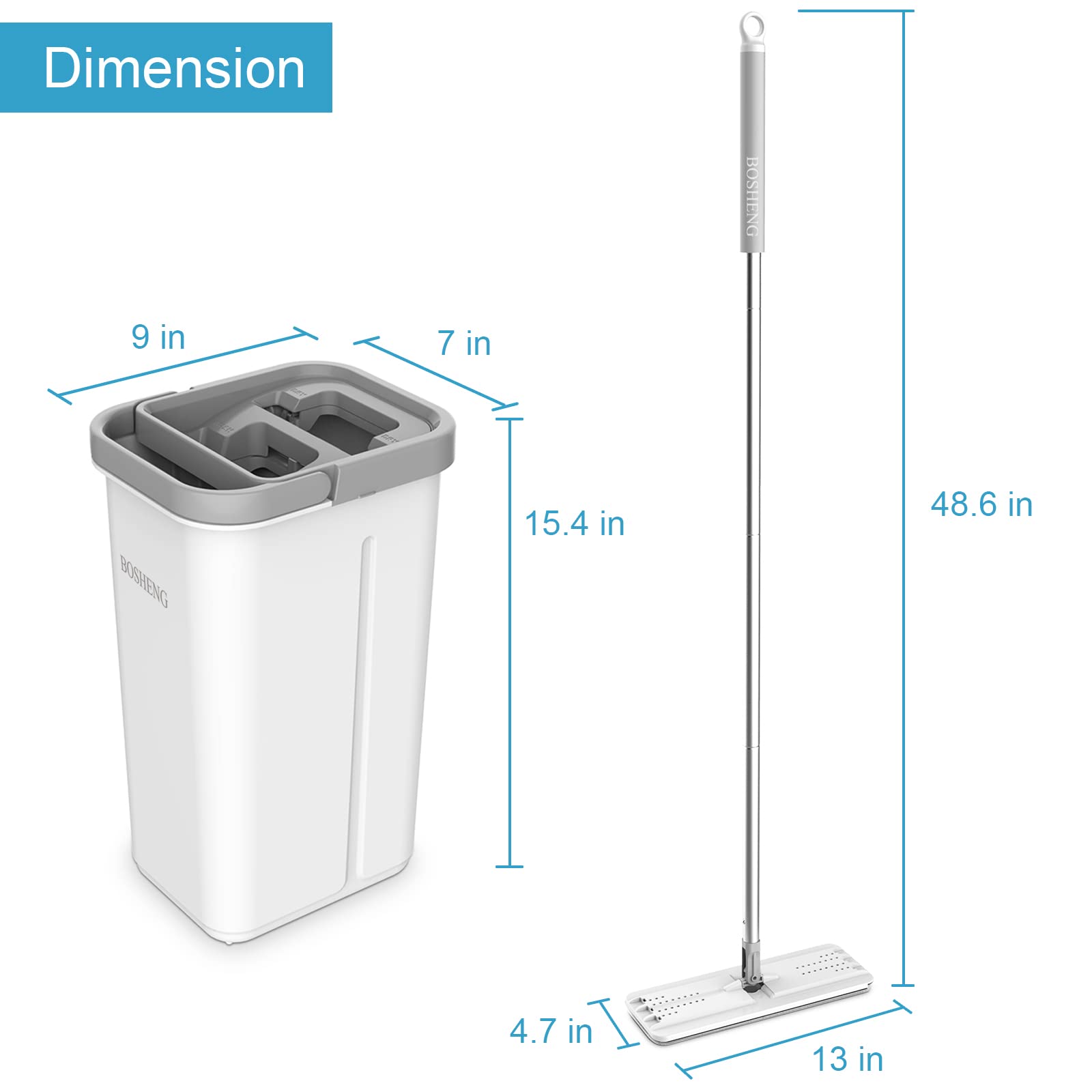 BOSHENG Mop and Bucket Wringer Set for All Floors

