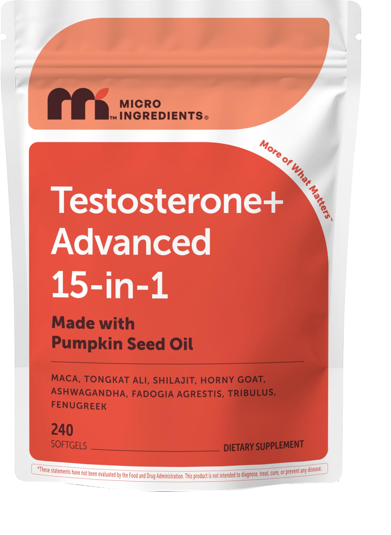 Micro Ingredients Testosterone+ Advanced 15-in-1 Supplement


