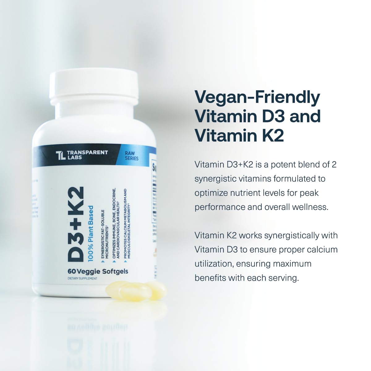 Transparent Labs Vitamin D3 K2 Supplement | Immune & Bone


