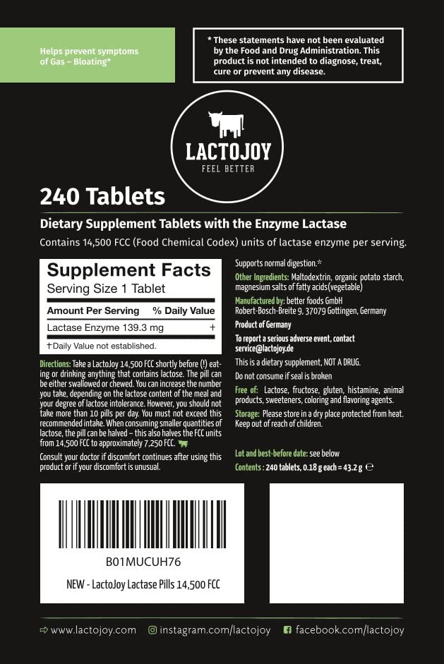 LactoJoy Lactase Pills – Lactose Digestion Aid

