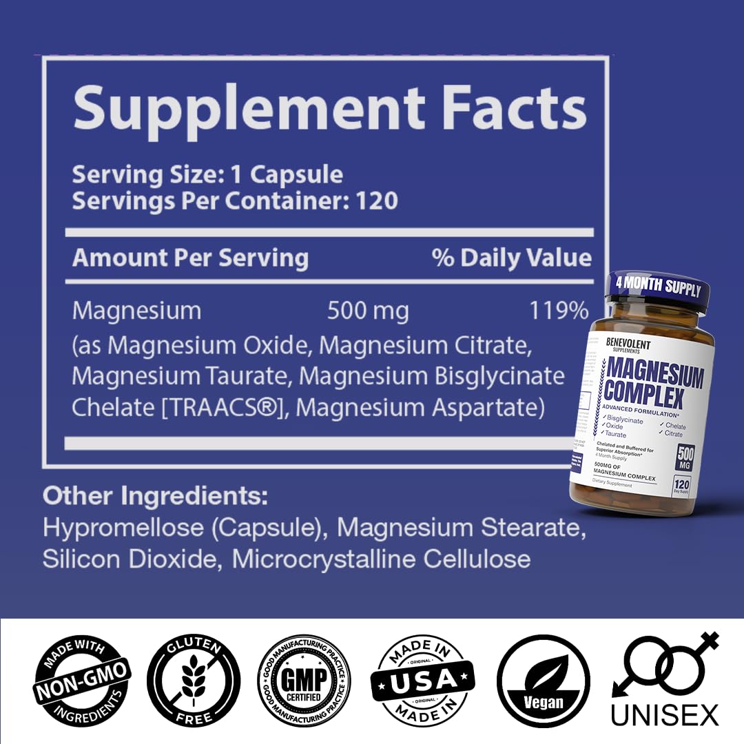 Magnesium Complex Supplement Benevolent Sleep and Muscle


