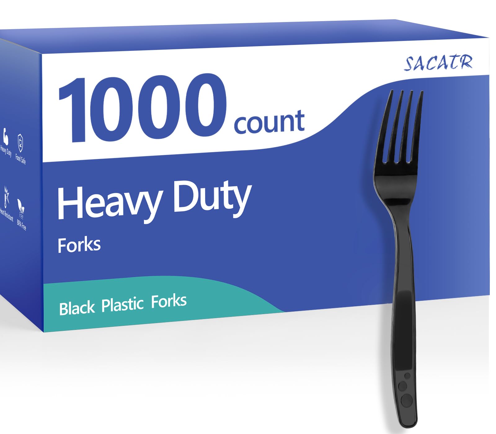 SACATR Heavy Duty Plastic Forks BPA-Free Disposable Cutlery